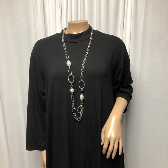 Grace Dresses Womens Size 2X Black Stretchy Turtleneck Shift Dress Classic NEW - Picture 2 of 7